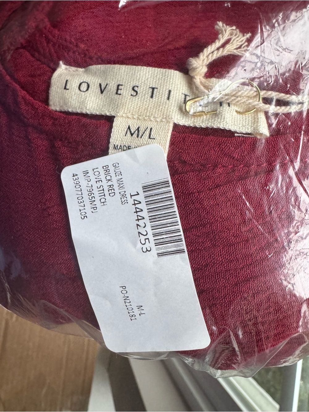 NWT Lovestitch Gauze Maxi Dress Cover-Up in Brick Red color size M/L - Picture 4 of 4